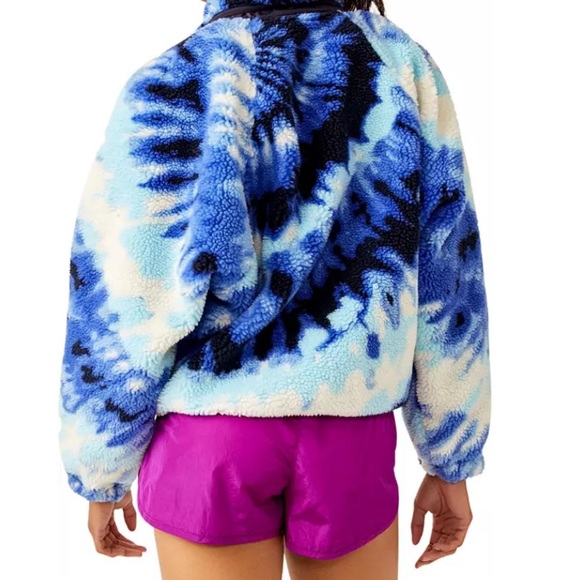 NWT Free People Movement Rocky Ridge fleece oversized ocean tie-dye pull over - Picture 6 of 16
